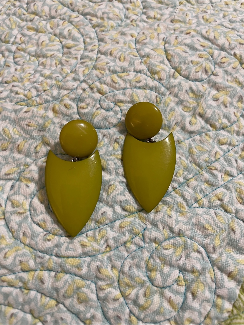 Olive Green Statement Drop Earrings
